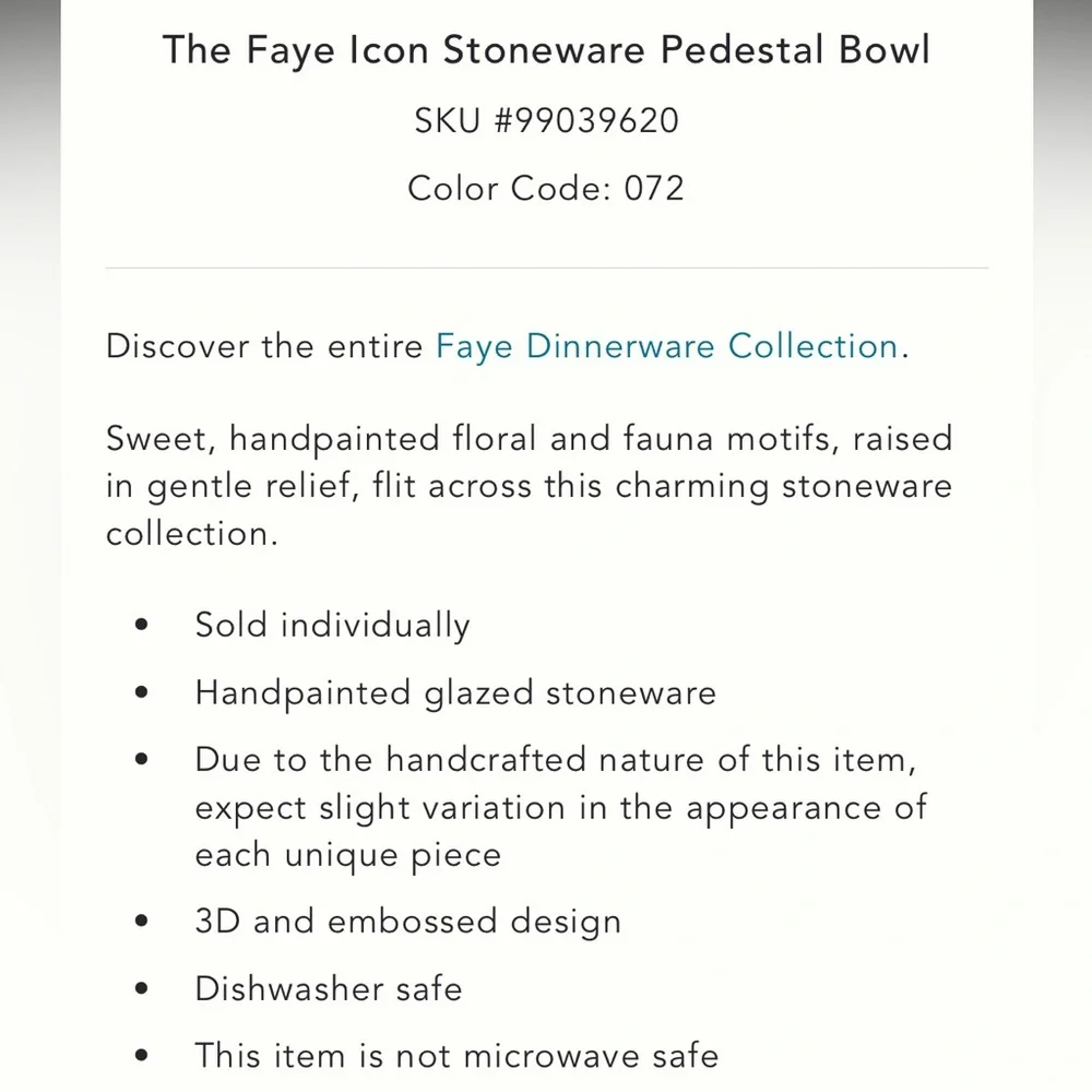 Anthropologie X Faye Icon Stoneware Pedestal Bowl